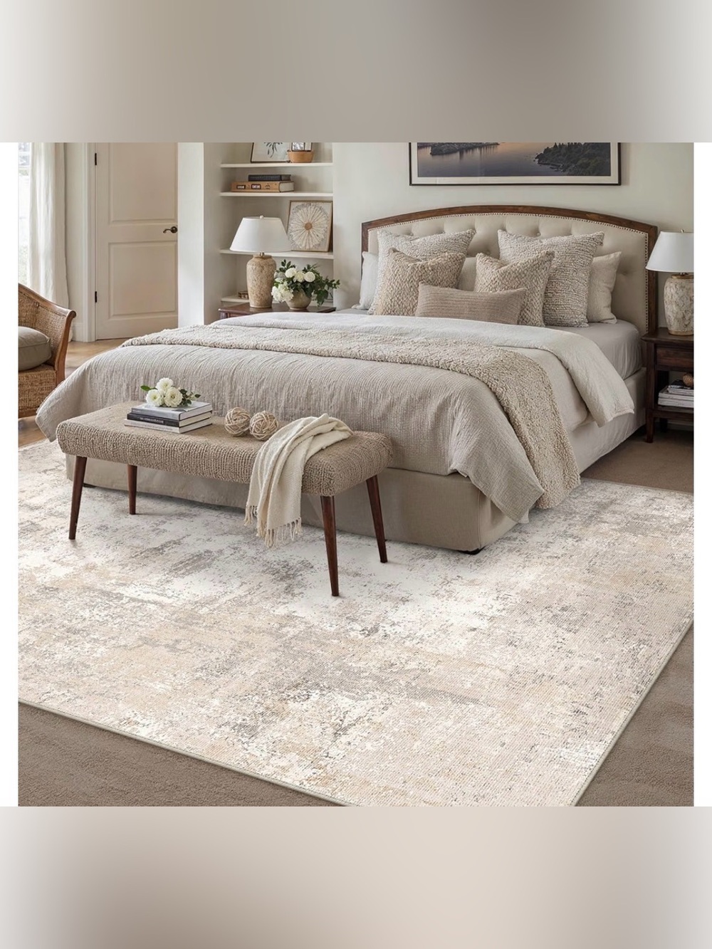 5x7 Washable Grey & Beige Area Rug